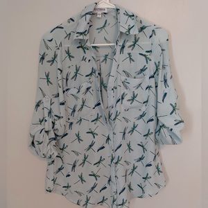 Express Light Blue Dragonfly Portofino Shirt